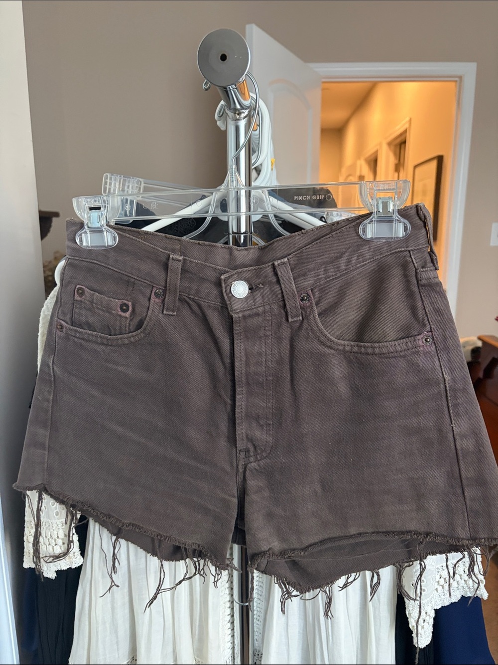 Levi's 501 vintage Brown Raw-Hem Denim Shorts